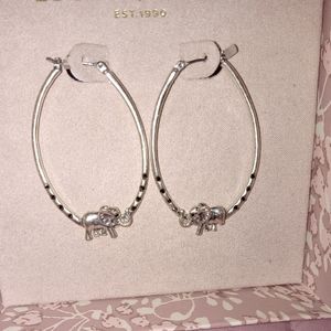 Silver elephant earrings hoops